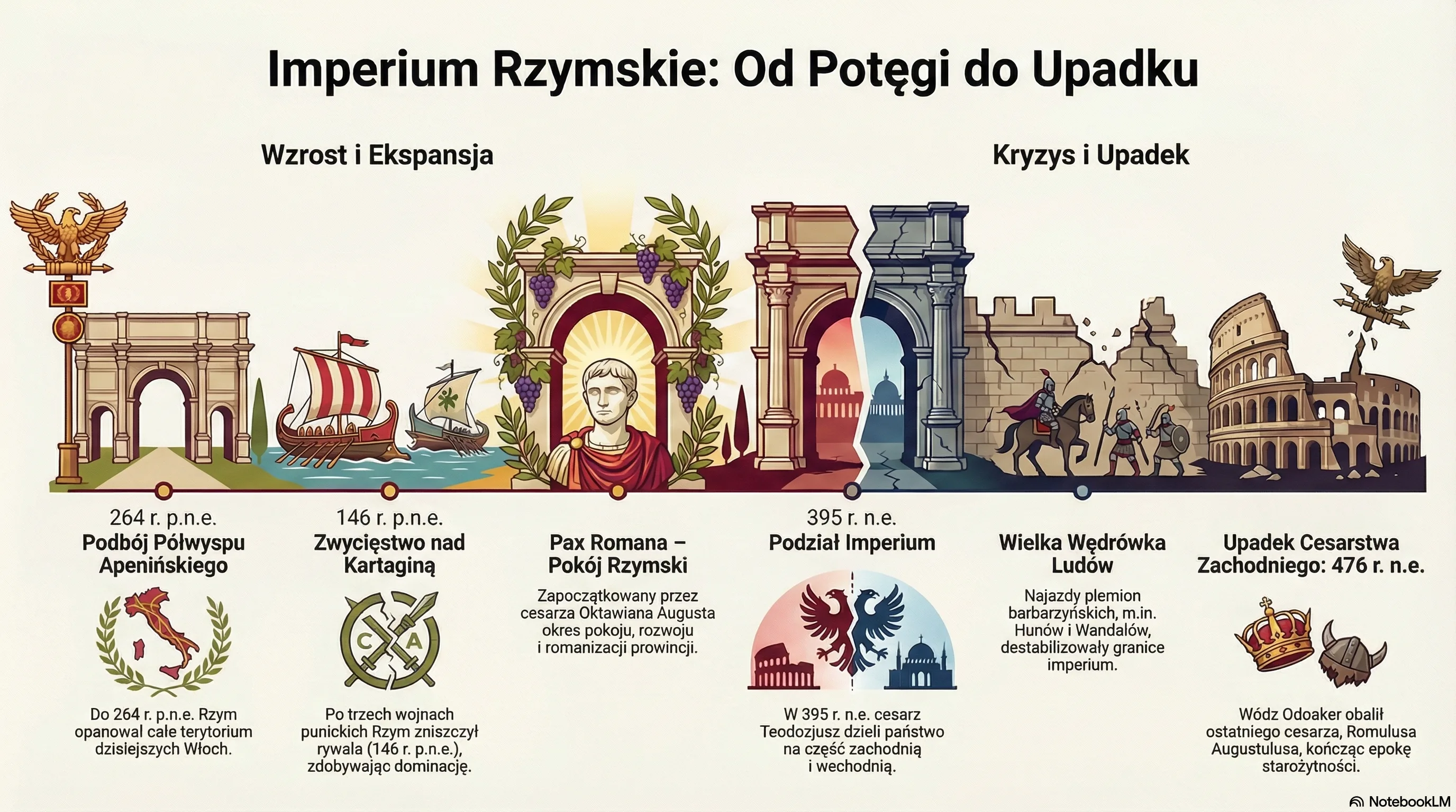 Infografika: Imperium Rzymskie od potęgi do upadku